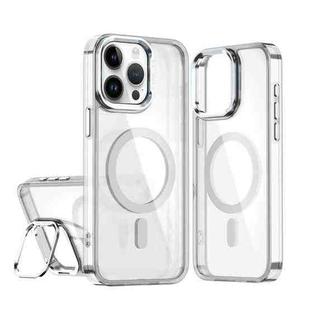 For iPhone 14 Pro Acrylic Camera Holder MagSafe Magnetic Phone Case(White)