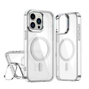 For iPhone 13 Pro Acrylic Camera Holder MagSafe Magnetic Phone Case(White)