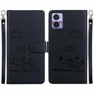 For Motorola Edge 30 Neo / 30 Lite Cute Cats RFID Leather Phone Case(Black)