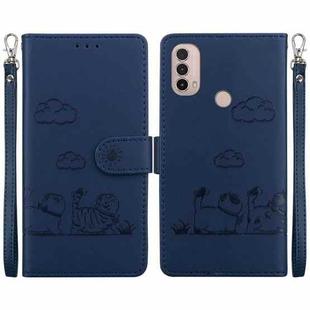 For Motorola Moto E40 / E30 / E20 Cute Cats RFID Leather Phone Case(Blue)