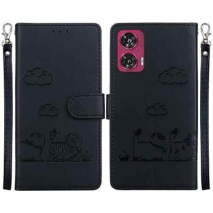 For Motorola Edge 50 Fusion Cute Cats RFID Leather Phone Case(Black)