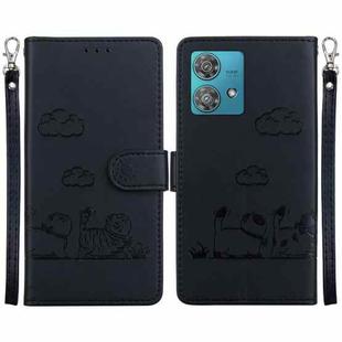 For Motorola Edge 40 Neo Cute Cats RFID Leather Phone Case(Black)