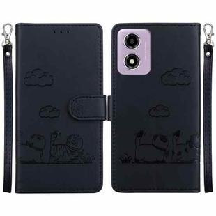 For Motorola Moto G04s / E14 Cute Cats RFID Leather Phone Case(Black)