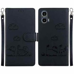 For Motorola Moto G34 5G Cute Cats RFID Leather Phone Case(Black)