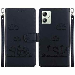 For Motorola Moto G54 Cute Cats RFID Leather Phone Case(Black)