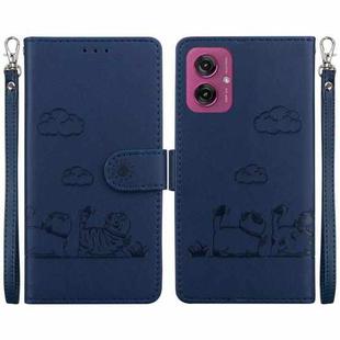 For Motorola Moto G55 Cute Cats RFID Leather Phone Case(Blue)