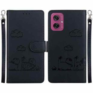 For Motorola Moto G55 Cute Cats RFID Leather Phone Case(Black)