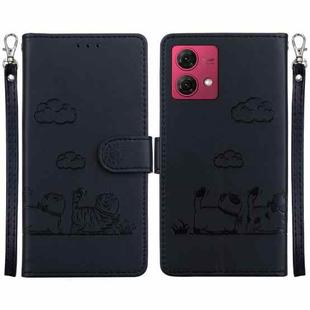 For Motorola Moto G84 Cute Cats RFID Leather Phone Case(Black)