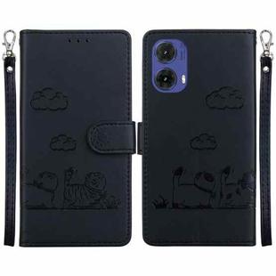 For Motorola Moto G85 Cute Cats RFID Leather Phone Case(Black)