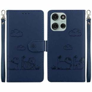 For Motorola Moto G75 5G Cute Cats RFID Leather Phone Case(Blue)