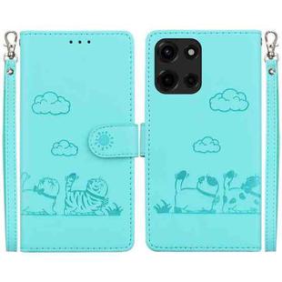 For Motorola Moto G 5G 2025 Cute Cats RFID Leather Phone Case(Green)