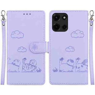 For Motorola Moto G 5G 2025 Cute Cats RFID Leather Phone Case(Purple)