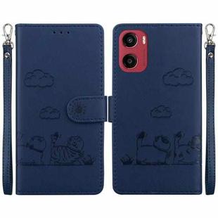 For Motorola Moto G05 / E15 Cute Cats RFID Leather Phone Case(Blue)