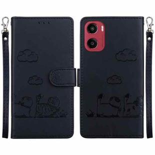 For Motorola Moto G05 / E15 Cute Cats RFID Leather Phone Case(Black)