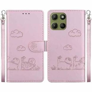 For Motorola Moto G15 Cute Cats RFID Leather Phone Case(Rose Gold)