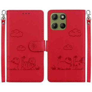 For Motorola Moto G15 Cute Cats RFID Leather Phone Case(Red)