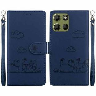 For Motorola Moto G15 Cute Cats RFID Leather Phone Case(Blue)