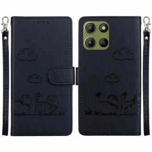 For Motorola Moto G15 Cute Cats RFID Leather Phone Case(Black)