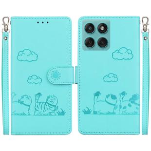 For Motorola Edge 60 Fusion / Edge 5G 2025 Cute Cats RFID Leather Phone Case(Green)