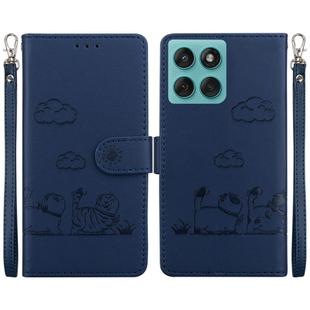 For Motorola Edge 60 Fusion / Edge 5G 2025 Cute Cats RFID Leather Phone Case(Blue)