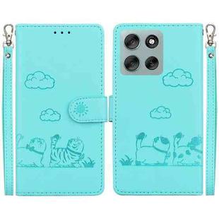 For Motorola Moto G56 5G / G66j 5G / G66y 5G Cute Cats RFID Leather Phone Case(Green)