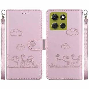 For Motorola Moto G86 5G Cute Cats RFID Leather Phone Case(Rose Gold)