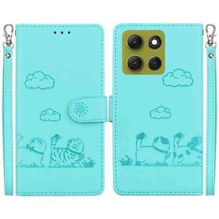 For Motorola Moto G86 5G Cute Cats RFID Leather Phone Case(Green)