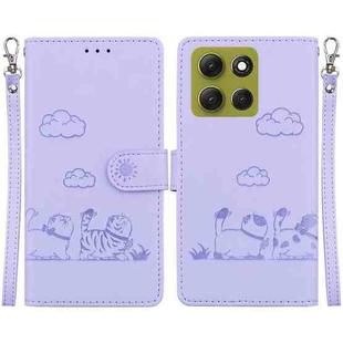 For Motorola Moto G86 5G Cute Cats RFID Leather Phone Case(Purple)