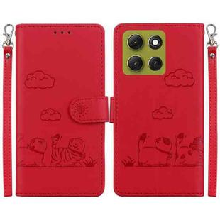 For Motorola Moto G86 5G Cute Cats RFID Leather Phone Case(Red)
