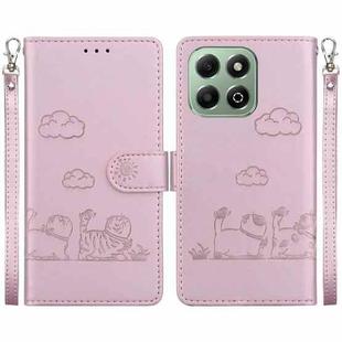 For Honor X6b Cute Cats RFID Leather Phone Case(Rose Gold)