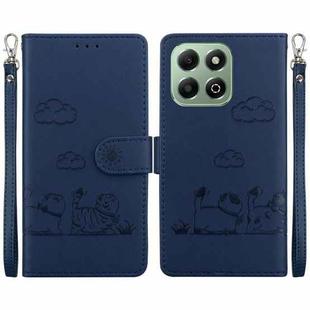 For Honor X6b Cute Cats RFID Leather Phone Case(Blue)