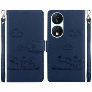 For Honor X7b / Play 50 Plus Cute Cats RFID Leather Phone Case(Blue)