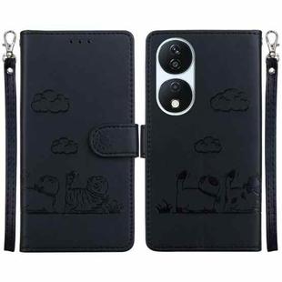 For Honor X7b / Play 50 Plus Cute Cats RFID Leather Phone Case(Black)