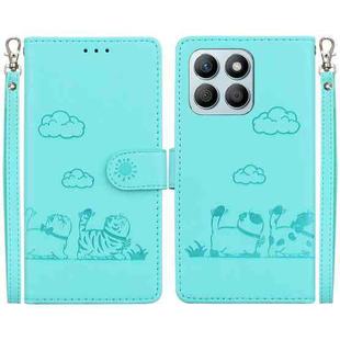 For Honor X8b Cute Cats RFID Leather Phone Case(Green)