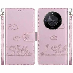 For Honor X9b / Magic6 Lite Cute Cats RFID Leather Phone Case(Rose Gold)