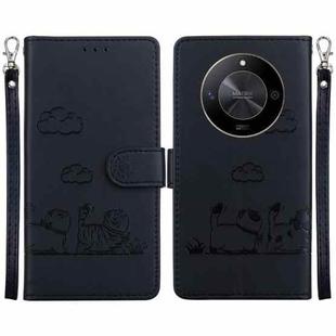 For Honor X9b / Magic6 Lite Cute Cats RFID Leather Phone Case(Black)