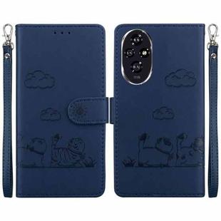 For Honor 200 5G Cute Cats RFID Leather Phone Case(Blue)