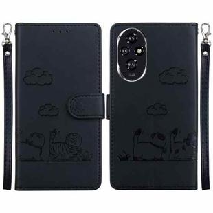 For Honor 200 5G Cute Cats RFID Leather Phone Case(Black)