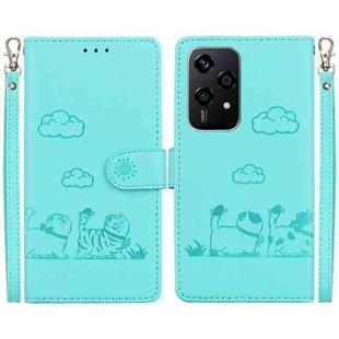 For Honor 200 Lite Global Cute Cats RFID Leather Phone Case(Green)