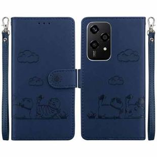 For Honor 200 Lite Global Cute Cats RFID Leather Phone Case(Blue)