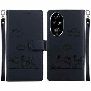 For Honor 200 Pro 5G Cute Cats RFID Leather Phone Case(Black)