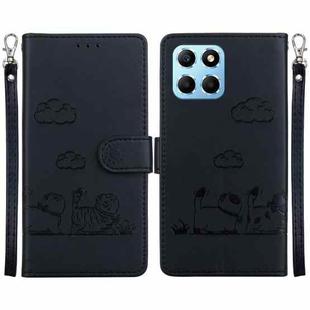 For Honor X8 5G Cute Cats RFID Leather Phone Case(Black)