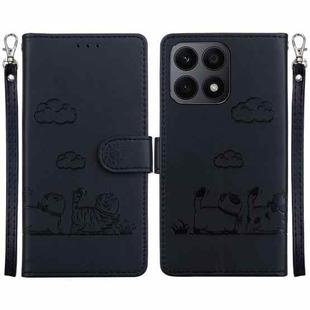 For Honor X8a Cute Cats RFID Leather Phone Case(Black)