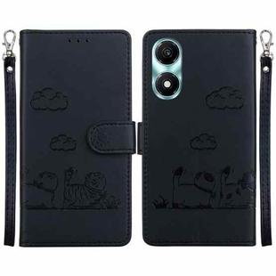 For Honor X5 Plus / Play 40C Cute Cats RFID Leather Phone Case(Black)