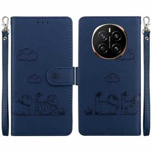 For Honor Magic7 Cute Cats RFID Leather Phone Case(Blue)