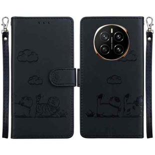 For Honor Magic7 Cute Cats RFID Leather Phone Case(Black)