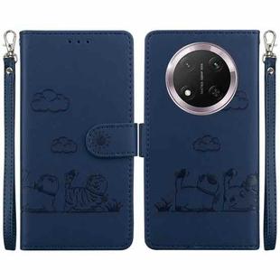 For Honor X9c Cute Cats RFID Leather Phone Case(Blue)