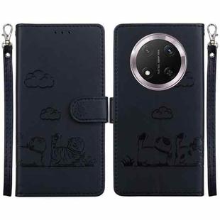 For Honor X9c Cute Cats RFID Leather Phone Case(Black)