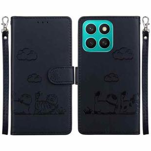 For Honor X8c 4G Cute Cats RFID Leather Phone Case(Black)