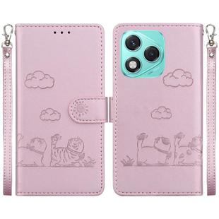 For Honor 400 Lite Cute Cats RFID Leather Phone Case(Rose Gold)
